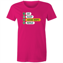 Load image into Gallery viewer, Eat and Sleep Aussie Hoops Women&#39;s Tee